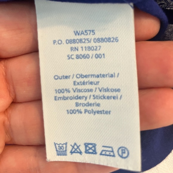 Boden Blue‎ Sheer V Neck Embroidered Tunic Top US 8 - Picture 4 of 5